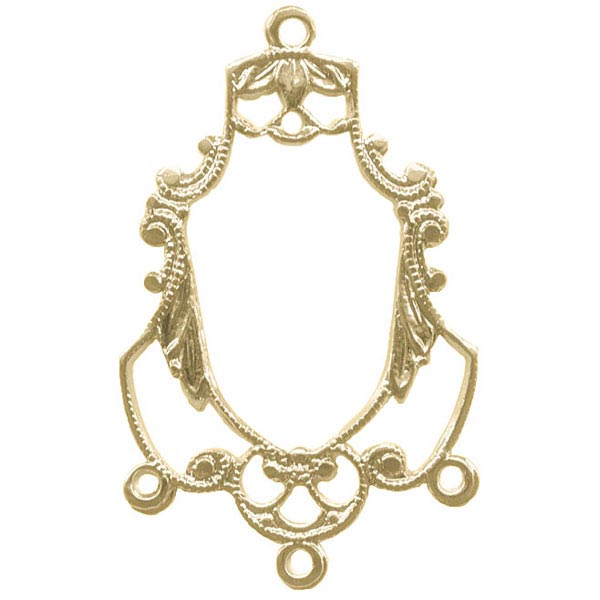 27x17mm Brass Filigree, Victorian, 4 Loops (12 Pieces)