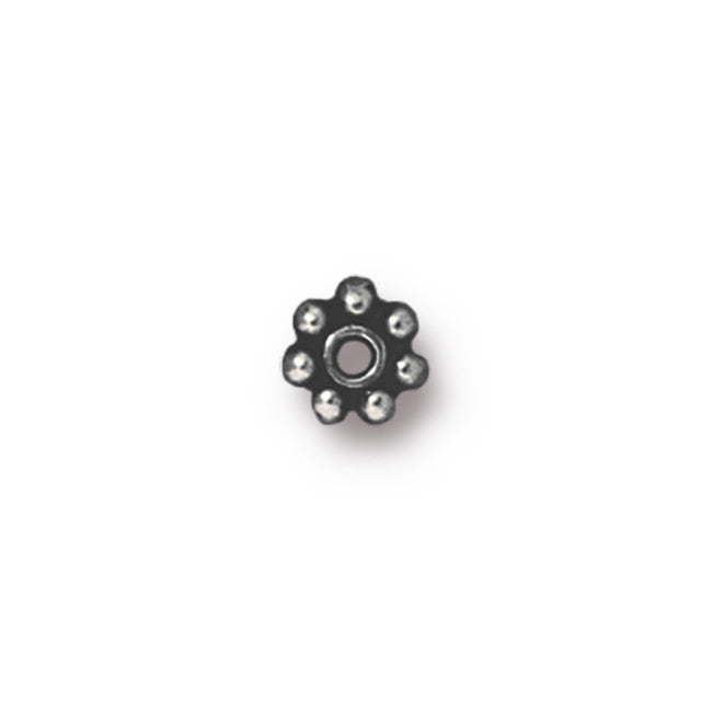 Metal Bead, Daisy Spacer 4mm, Antiqued Pewter, by TierraCast (50 Pieces)