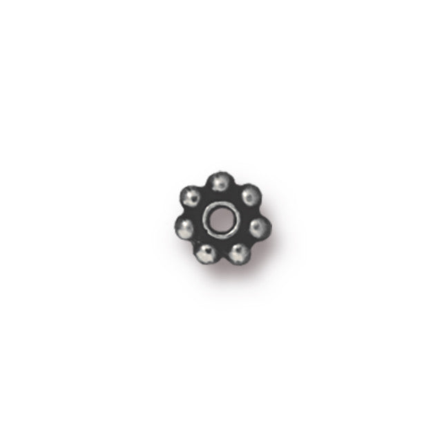 Metal Bead, Daisy Spacer 5mm, Antiqued Pewter, by TierraCast (20 Pieces)