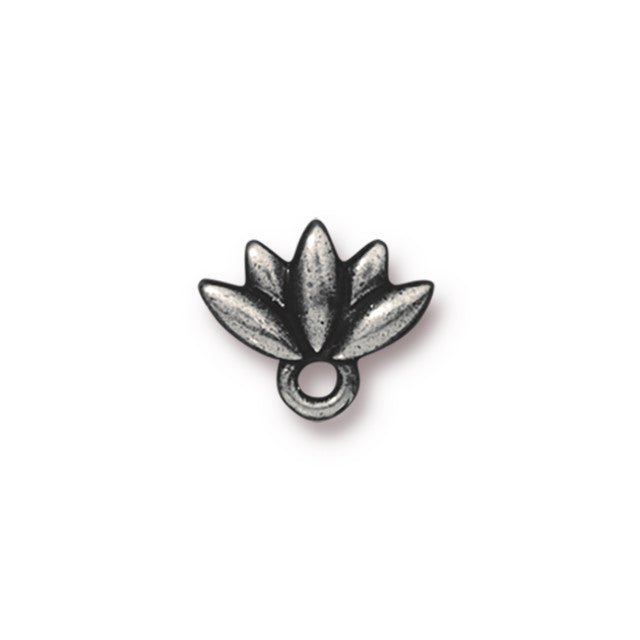 Earring Posts, Lotus Flower with Ring 11.5x9.5mm, Antiqued Pewter, by TierraCast (1 Pair)