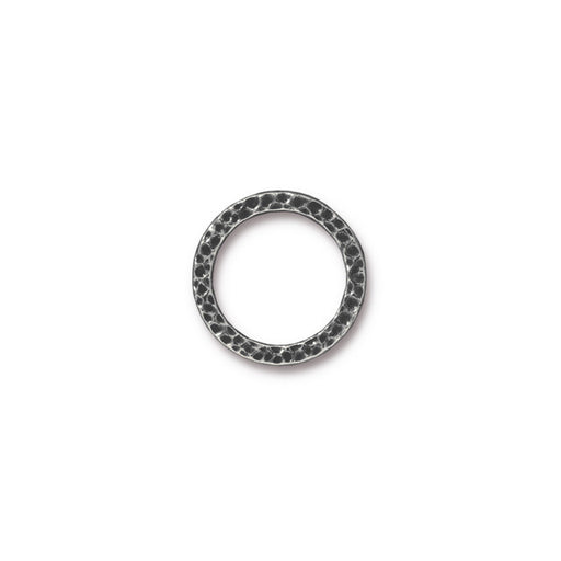 Connector Link, Hammered Round Ring 20mm, Antiqued Pewter, by TierraCast (1 Piece)