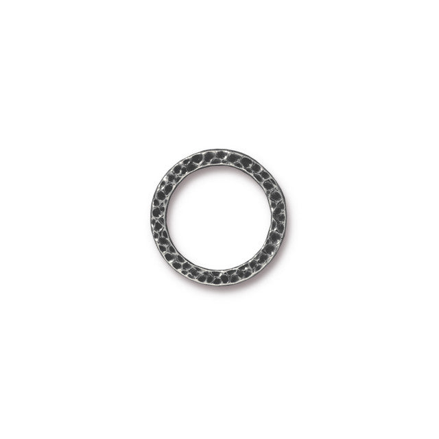 Connector Link, Hammered Round Ring 20mm, Antiqued Pewter, by TierraCast (1 Piece)