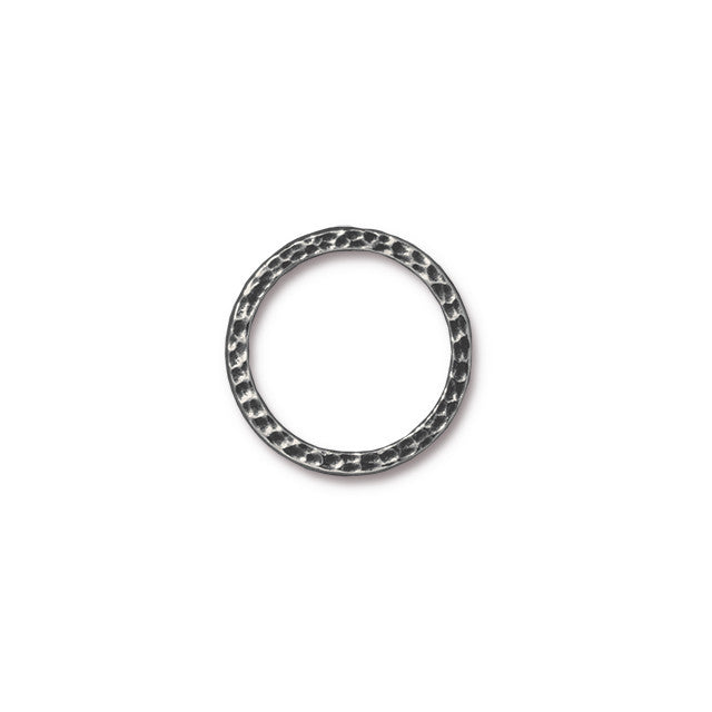 Connector Link, Hammered Round Ring 25mm, Antiqued Pewter, by TierraCast (1 Piece)