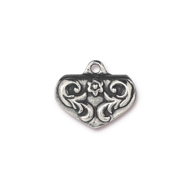 Cord End, Scrollwork Triangle 23mm, Antiqued Pewter, by TierraCast (2 Pieces)