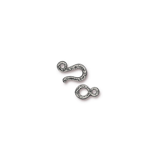 Clasp, Hammered Hook & Eye 14mm, Antiqued Pewter, by TierraCast (1 Set)