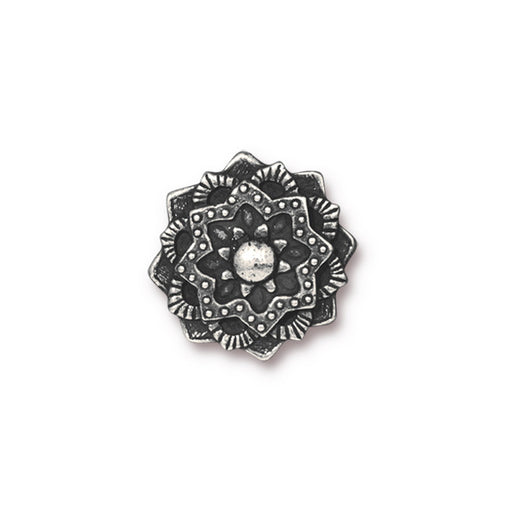 Button, Mandala  18x17.5mm, Antiqued Pewter, by TierraCast (1 Piece)