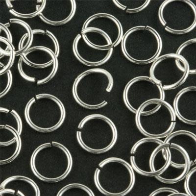 8mm Imitation Rhodium Plated 18 Gauge Round Jump Ring (25 Pieces)