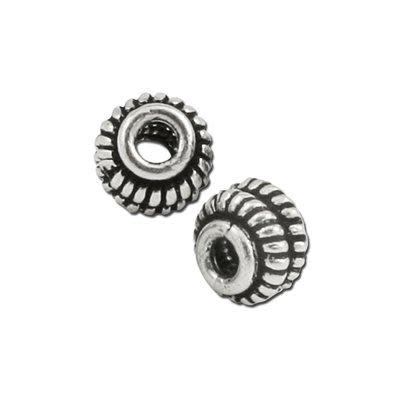 6x5mm Silver Plated Bali Style Beads (10 Pieces)