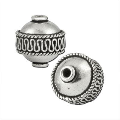14mm Silver Plated Bali Style Round Large Hole Beads (5 Pieces)