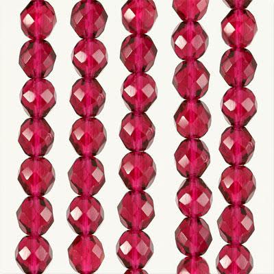 8mm Czech Fire Polish Fuchsia Beads