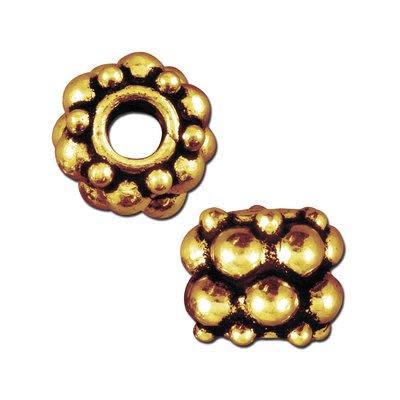 9x7mm Brass Plated Antique Gold Bali Style Spacers (5 Pieces)