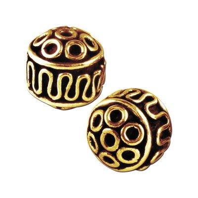 10mm Brass Plated Antique Gold Bali Style Round Beads (5 Pieces)