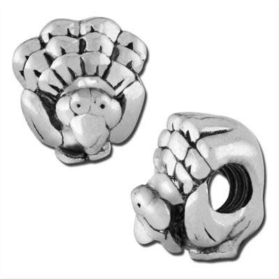 11mm Turkey Large Hole Bead - Rhodium Plated (2 Pieces)