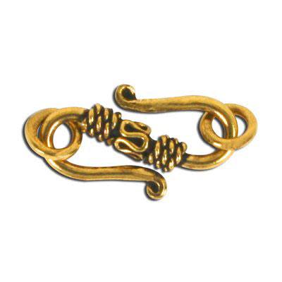 22mm Brass Plated Bali Style Shepherd's Hook Clasp (5 Pieces)