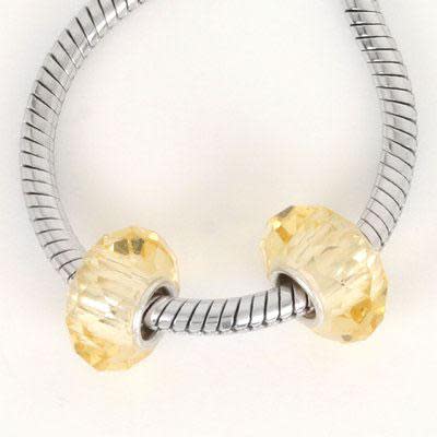 13mm Citrine Faceted Glass - Large Hole Bead (2 Pieces)