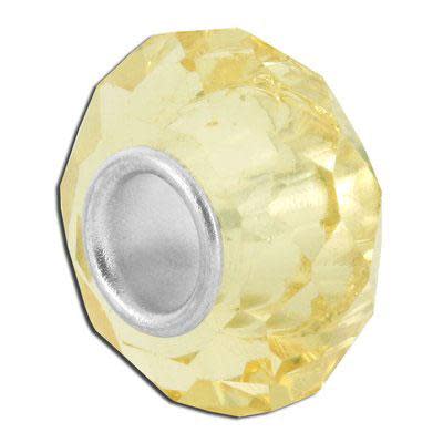 13mm Citrine Faceted Glass - Large Hole Bead (2 Pieces)