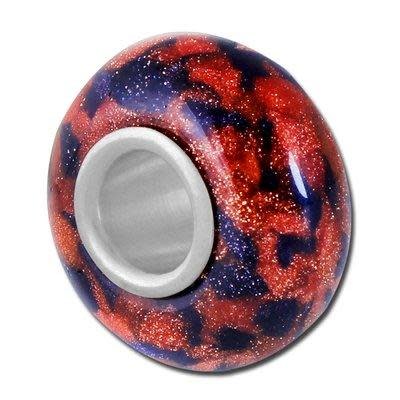 13mm Brown Glitter Mosaic Large Hole Bead (2 Pieces)