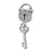 10mm Dangle Lock and Key Large Hole Bead - Rhodium Plated (2 Pieces)