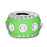 12mm Lime Enamel with Clear Crystals Large Hole Bead - Rhodium Plated (2 Pieces)
