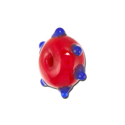 16mm Red and Blue Rondelle Lampwork Beads (5 Pieces)