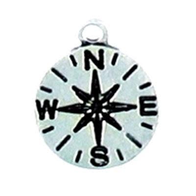 13mm Silver Compass Pewter Charm