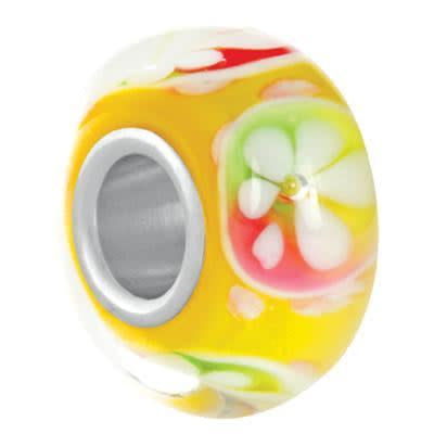 14mm Yellow Parasole Lampwork Glass Beads - Large Hole (3 Pieces)