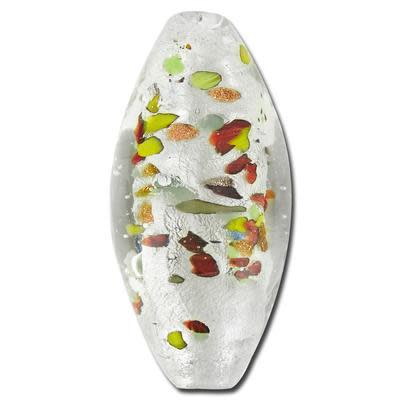 44mm Multi-colored Dots with Silver Foil Large Oval Lampwork Beads-Large Hole