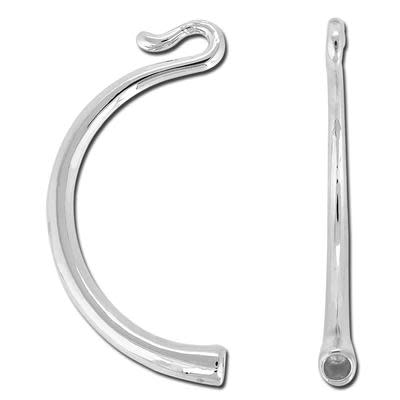 Rhodium Plated Hook Curved Clasp for 2mm Round Leather