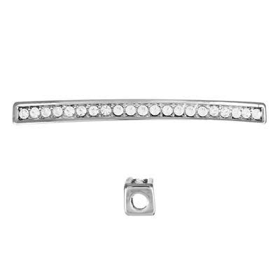 50mm Silver Plated Rhinestone Bar