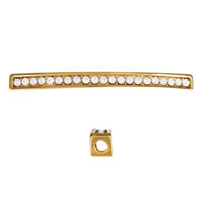 50mm Gold Plated Rhinestone Bar