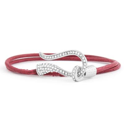 Rhodium Plated Rhinestone Hook and Eye Clasp for 2mm Round Leather