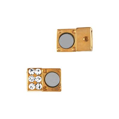 Gold Rhinestone Magnetic Clasp for 5mm Flat Leather