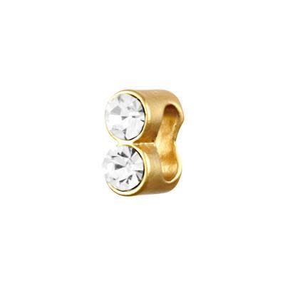 5x9mm Matte Gold Double Rhinestone Slider for 5mm Flat Leather