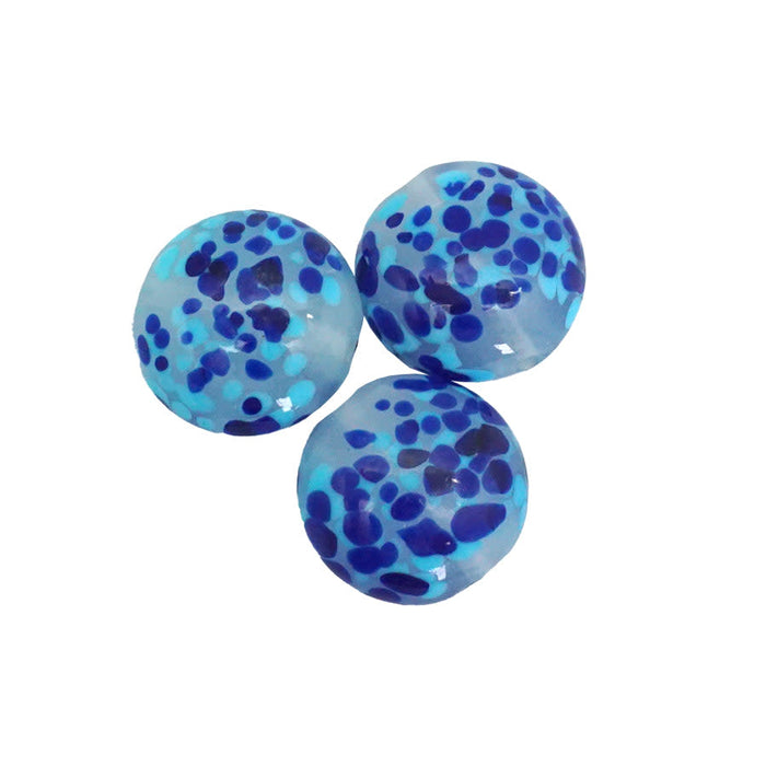 19mm Blue Turtle Shell Glass Disc Beads (3 Pieces)