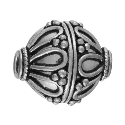 23mm Silver Plated Bali Style Regal Round Beads (3 Pieces)