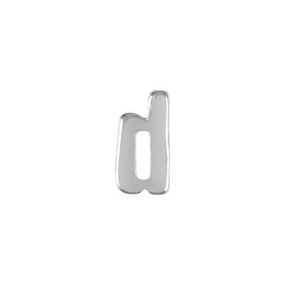 7mm Silver Rhodium Plated Lowercase D - Alphabet Initial Beads