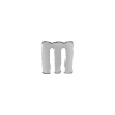 6mm Silver Rhodium Plated Lowercase M - Alphabet Initial Beads