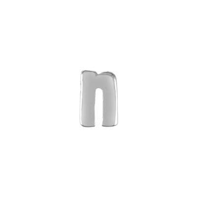 6mm Silver Rhodium Plated Lowercase N - Alphabet Initial Beads