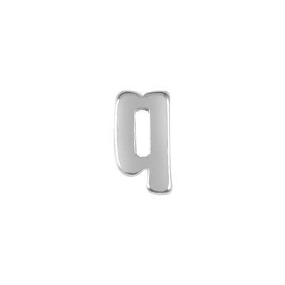 7mm Silver Rhodium Plated Lowercase Q - Alphabet Initial Beads