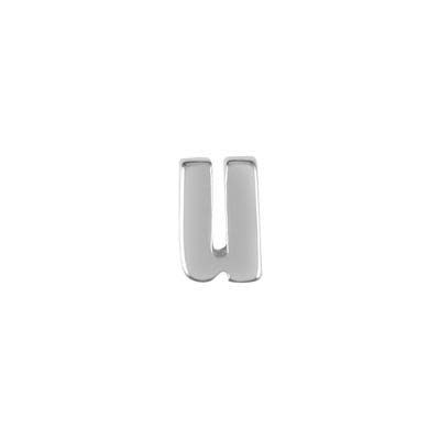 6mm Silver Rhodium Plated Lowercase U - Alphabet Initial Beads