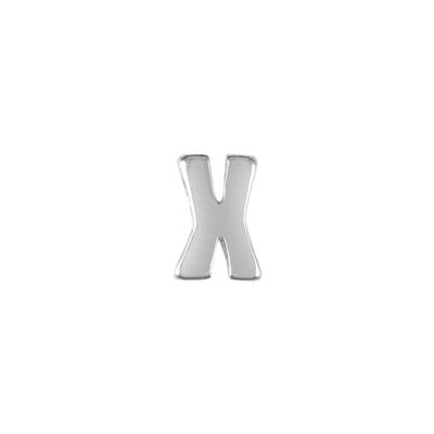 6mm Silver Rhodium Plated Lowercase X - Alphabet Initial Beads