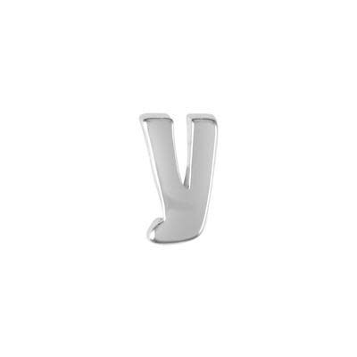 6mm Silver Rhodium Plated Lowercase Y - Alphabet Initial Beads
