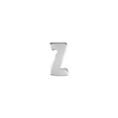 6mm Silver Rhodium Plated Lowercase Z - Alphabet Initial Beads