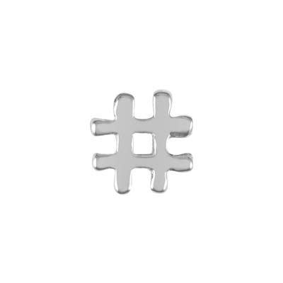 6mm Silver Rhodium Plated Hashtag Beads