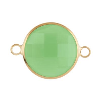16mm Round Gold Plated Mint Green Faceted Glass Connector