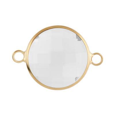 16mm Round Gold Plated Clear Faceted Glass Connector