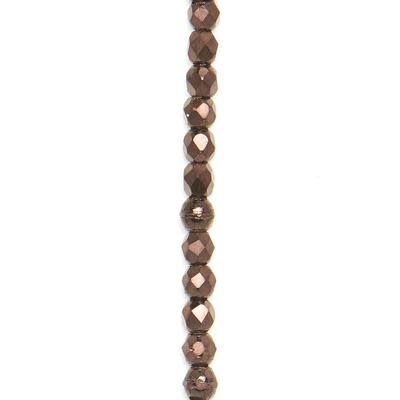 2mm Matte Dark Bronze Faceted Czech Fire Polish Beads