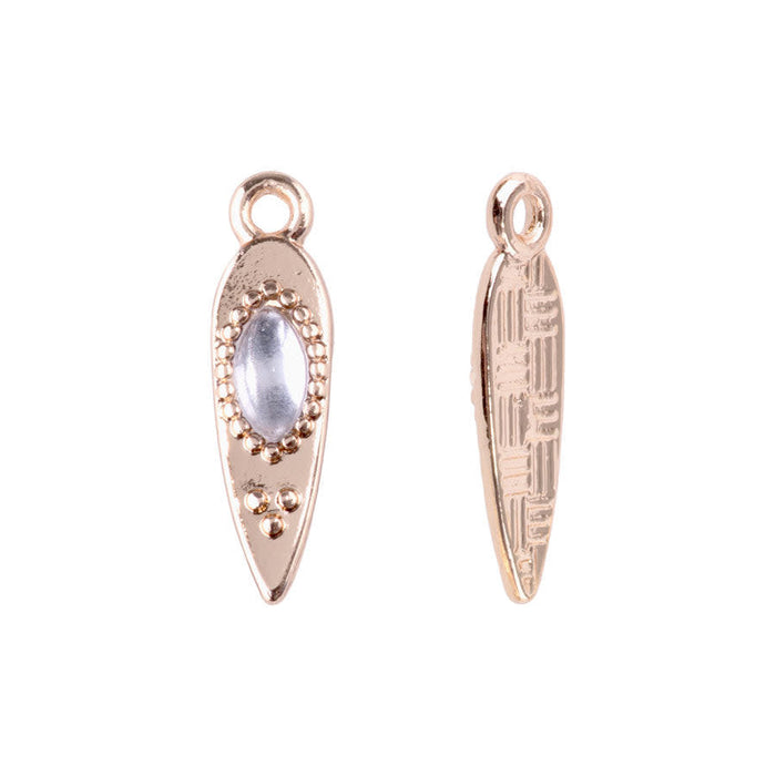 19mm Spike Charms with Oval Crystal Embellishments from the Glam Collection - Gold Plated (5 Pieces)