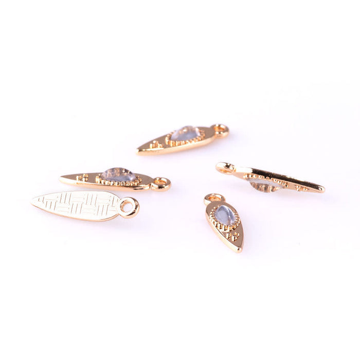 19mm Spike Charms with Oval Crystal Embellishments from the Glam Collection - Gold Plated (5 Pieces)