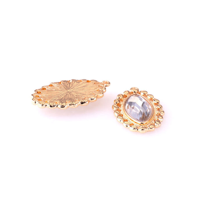 30mm Marquise Shape Pendant with Large Crystal Feature from the Glam Collection - Gold Plated (1 Pair)